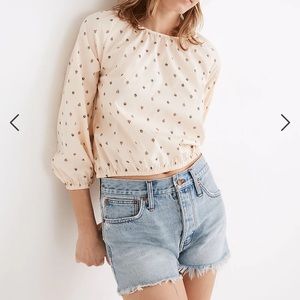 Madewell Gathered Puff Sleeve Crop Top Small
